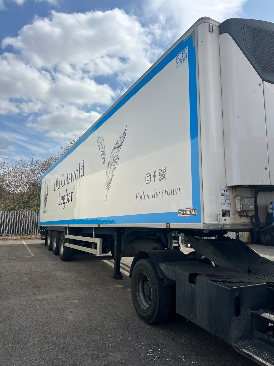 Old Cotswold Legbar trailer graphics; wrap installation by Wraptastic for another sign shop